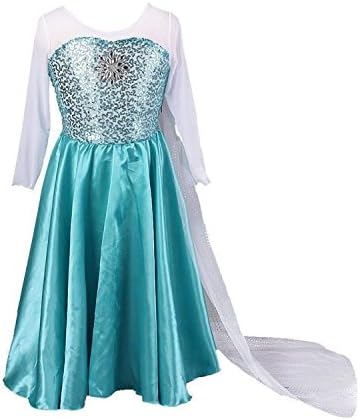 jjhouses Butterfly Craze Girls Snow Queen Costume Snow Princess Dress (13, Blue)