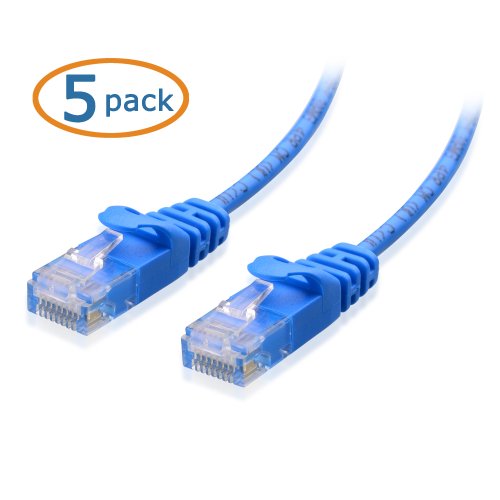 Cable Matters 5-Pack, Cat6 Snagless Ethernet Patch Cable in Blue 7 Feet - Ultra Slim Series