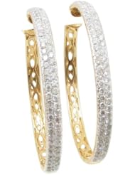 Women 18k Yellow Gold 1.59ctw diamond Hoop earring 70 LE282Y Size 10.05