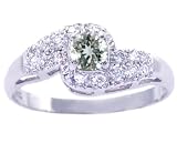 14K Yellow or White Gold Diamond-Clustered Gemstone Engagement Ring-Aquamarine-full, half sizes from 5-8.5