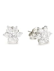 CZ by Kenneth Jay Lane "Basics" Floral Rounds Cubic Zirconia Stud Post Earrings