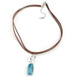 Barse Sterling Silver Turquoise Nugget Leather Necklace