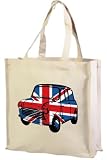 Best of British, Mini Car Union Jack Cotton shopping bag cream