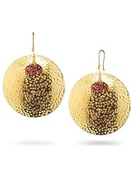6.50 Cts Garnet Earrings in Sterling Silver with Yellow Rhodium