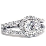 2.27CT HUGE Diamond Split Shank Halo Engagement Ring