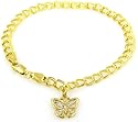 14kt Gold Diamond Butterfly Charm with 7" Bracelet