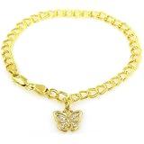 14kt Gold Diamond Butterfly Charm with 7 Bracelet