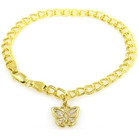 14kt Gold Diamond Butterfly Charm with 7 Bracelet by Netaya