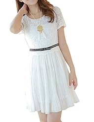 Chiffon/Cotton Lace Short Sleeves Party Dress 