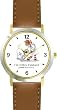 Old Mother Hubbard & Her Dog - from Mother Goose by Artist: Sylvia Long - WATCHBUDDY&reg; DELUXE TWO-TONE THEME WATCH - Arabic Numbers - Brown Leather Strap-Size-Large ( Men's Size or Jumbo Women's Size )