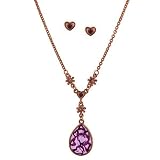Amethyst Teardrop Necklace & Heart Earring Set