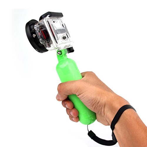 Ace3C 3D Bobber Handle Floating Hand Grip with Wrist Strap for GoPro Hero 4/ 3+/ 3/ 2/ Hero, Sony Action Cam & Waterproof Camera. Utimate Quality Floating Grip In The Market That Floats Your Device Like a Pro! (Bright Green)