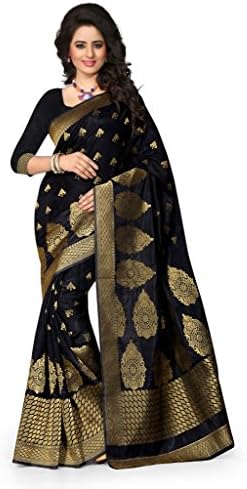Shree Sanskruti Self Design Tassar Silk Black Color Saree For Women With Blouse Piece