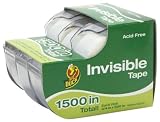 Henkel 00-20843 Duck 3/4-Inch-by-500-Inch Invisible Tape, 3-Pack