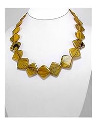 Yellow Resin Necklace In Zinc