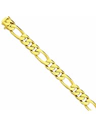 Genuine 14K Yellow Gold 14mm Hand-polished Fancy Link Chain 8 Inches 100% Satisfaction Guaranteed.