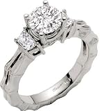 Trapezoid Diamond Engagement Ring .42cttw (CZ ctr)