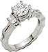 Trapezoid Diamond Engagement Ring .42cttw (CZ ctr)