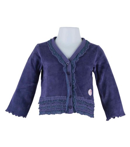 crochet trimmed velour cardigan