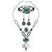 Bingirl Flower Turquoise Jewelry Sets Vintage Look Tibetan Silver Alloy Delicate Necklace Bracelet Earring And Ring Sets