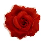 Acosta - Organza Accented Red Flower - Hair Clip / Elastic Band / Brooch / Accessory