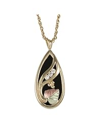 Black Hills Gold Pendant Necklace with Onyx and Three Diamonds (.04 tw) from Black Hills Gold by Coleman