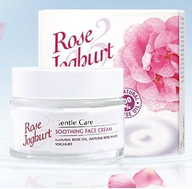 Natural Rose Yoghurt Soothing Face Cream 1.7 Oz/ 50 ml ★ Soothes, Hydrates and Softens the Facial Skin, Prevents Premature Aging and Restores Its Elasticity ★ Natural Rose Oil, Natural Rose Water, Yoghurt, Lactobacillus Bulgaricus, Argan Oil and Squalane