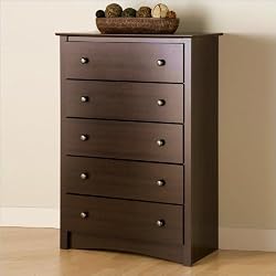 Prepac Fremont 5 Drawer Chest in Espresso Finish