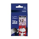 ブラザー工業 TZeテープ スヌーピーテープ(スヌーピーピンク/黒字) 12mm TZe-UP31