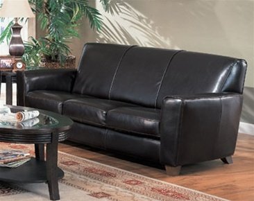 Sofa Couch with Wooden Legs Espresso Bycast Leather