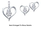 Stunning 3 Pc. 10k Solid Gold Genuine Diamond Earrings And Pendant Set