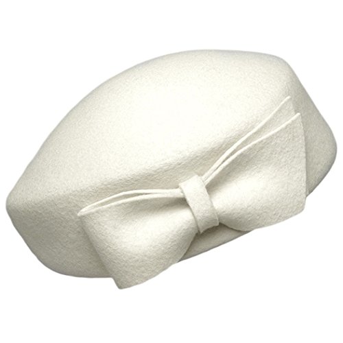 Women Pillbox Hat Wool Beret Vintage Bowler Hat for Wedding Cocktail Party