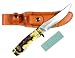 RUKO 5-Inch Blade Hunting Knife with Delrin Deer Horn Handle and Leather Sheath