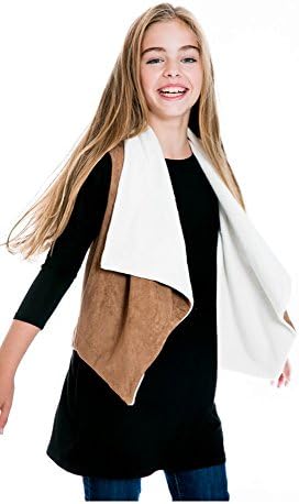Girls Suede Contrast Vest,Latte