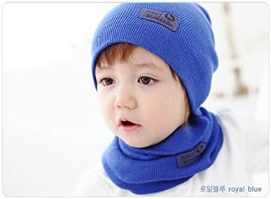 Neverold Baby Boys Girls Children Candy Colored Cap Hats + Scarf Suit (Dark blue)