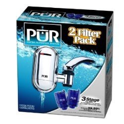 PUR FM-3800 Water Filtration System with 2 Filters and Bonus Water Bottle