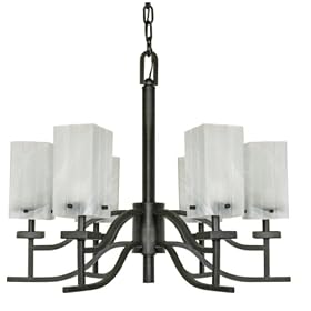 Nuvo Lighting 60/000 Cubica 6-Light Chandelier with Frosted Glass, Textured Black