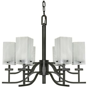 Nuvo Lighting 60 000 Cubica 6-Light Chandelier with Frosted Glass, Textured Black by Nuvo