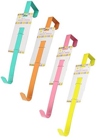 Set of 4 Colors - Metal Door Wreath Hanger, Holder, Hook, 14"