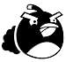 Angry Birds - Bomb Bird - Filled Version - Decal / Sticker - Size: 4.0 x 3.5 inches - Color: Black