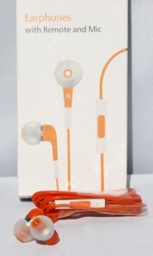 Orange Earphones with Remote and Mic for Iphone 5 , 4s, 4, 3gs, Ipod Nano , Ipod Touch , Ipod Shuffle , Ipad with All Generations