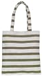 Cotton Canvas Sand and White Striped Boat Bag with Cloth Handles 13.5"L x 14"H
