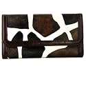 Brown Giraffe Print Clutch Wallet with Checkbook Holder in Choice of Trim Colors