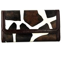 Brown Giraffe Print Clutch Wallet with Checkbook Holder in Choice of Trim Colors