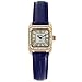 Peugeot Women's 14K Gold-Plated Tank Crystal Bezel Roman Numeral Blue Leather Band Watch 3052BL