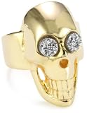 Marcia Moran Titanium Druzy Stone Skull 18k Gold-Plated Ring, Size 6
