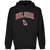 NCAA Ball State Cardinals Black Logo Arch Applique Midweight Pullover Hoody