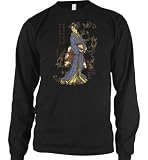 Japanese Geisha Mens Tattoo Thermal Shirt, Old School Tattoo Style Design Mens Long Sleeve Geisha Thermal