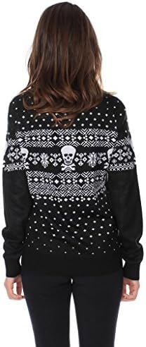Women's Skulls and Cross Bones Fair Isle Christmas Sweater Size L