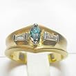 14K Two-Tone Gold Blue and White Diamond Ring